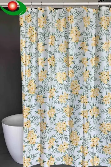 Jiayuan Yellow Loquat Print Shower Curtain, PEVA Material, Waterproof and Mildew-Proof, Watercolor Loquat Pattern, Artistic Style, Suitable for All Bathroom Styles