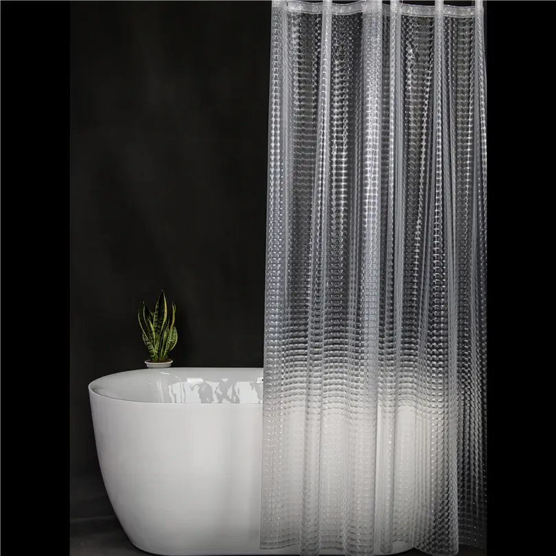 Waterproof Shower Curtain Liner 8G PEVA Thickened Shower Curtain , Shower, Bathtub Shower Curtain Liner, 3D Cat's Eye Pattern, 12 Hooks