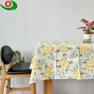 Jiayuan Yellow Loquat Modern Style Waterproof and Stain-Resistant Vinyl Tablecloth with Flannel Backing, Customizable Size and Shape
