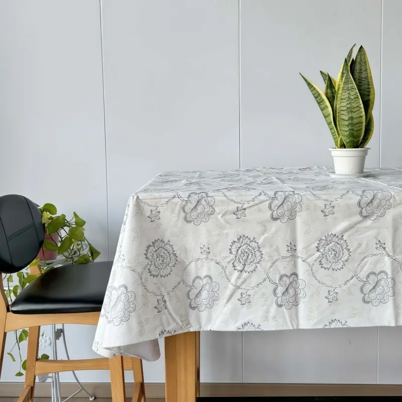 Grey Printed Vinyl Tablecloth