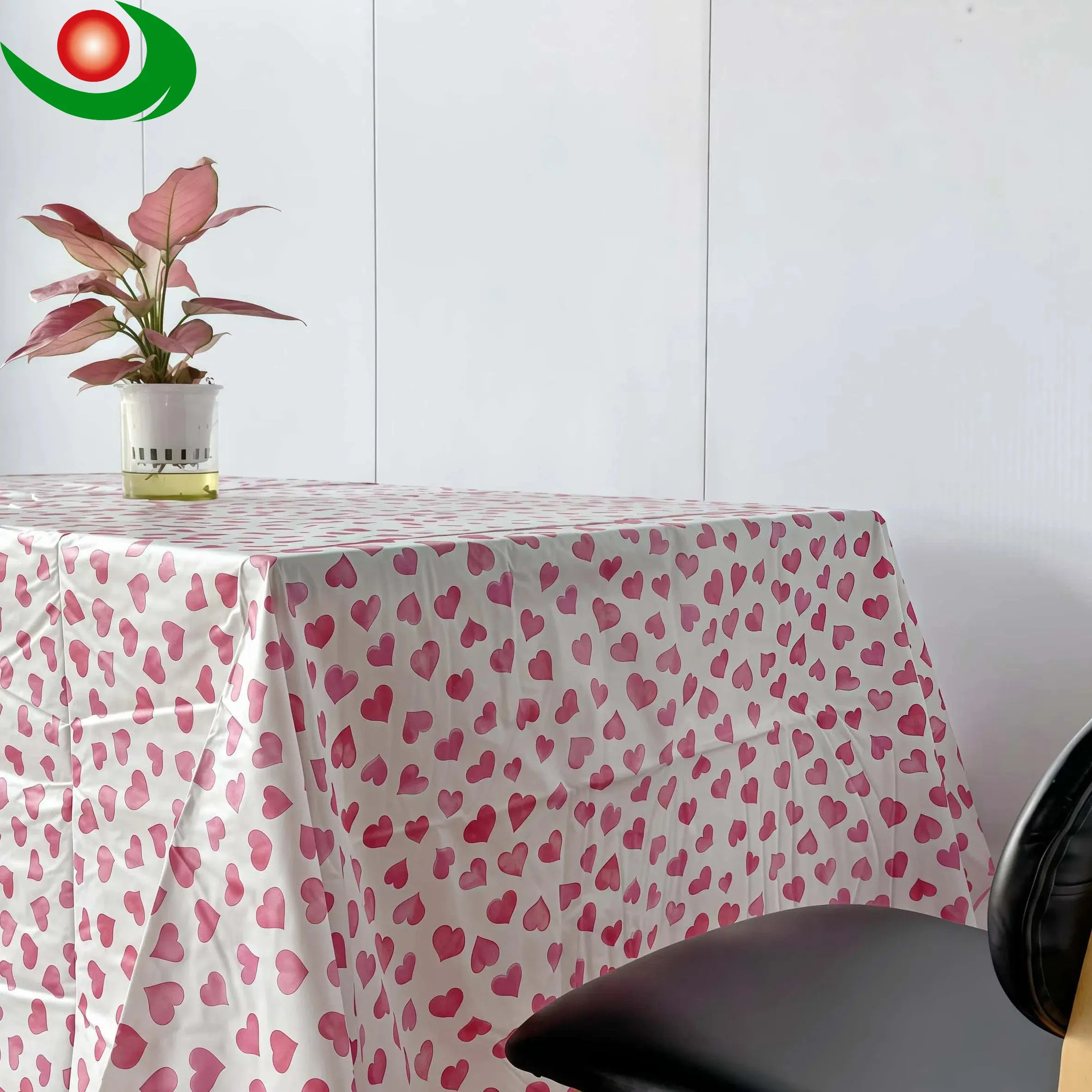 Wipe-Clean Heart Pattern Tablecloth