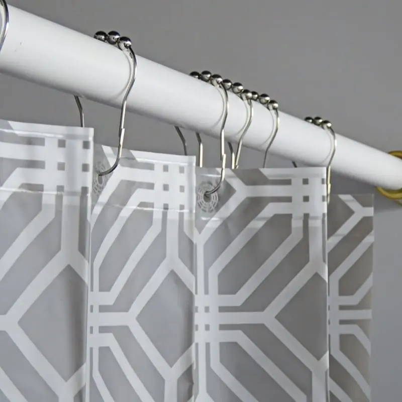 Eco Gray Geometric PEVA Shower Curtain