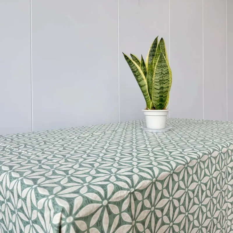 Geometric Pattern Vinyl Tablecloth with Backing