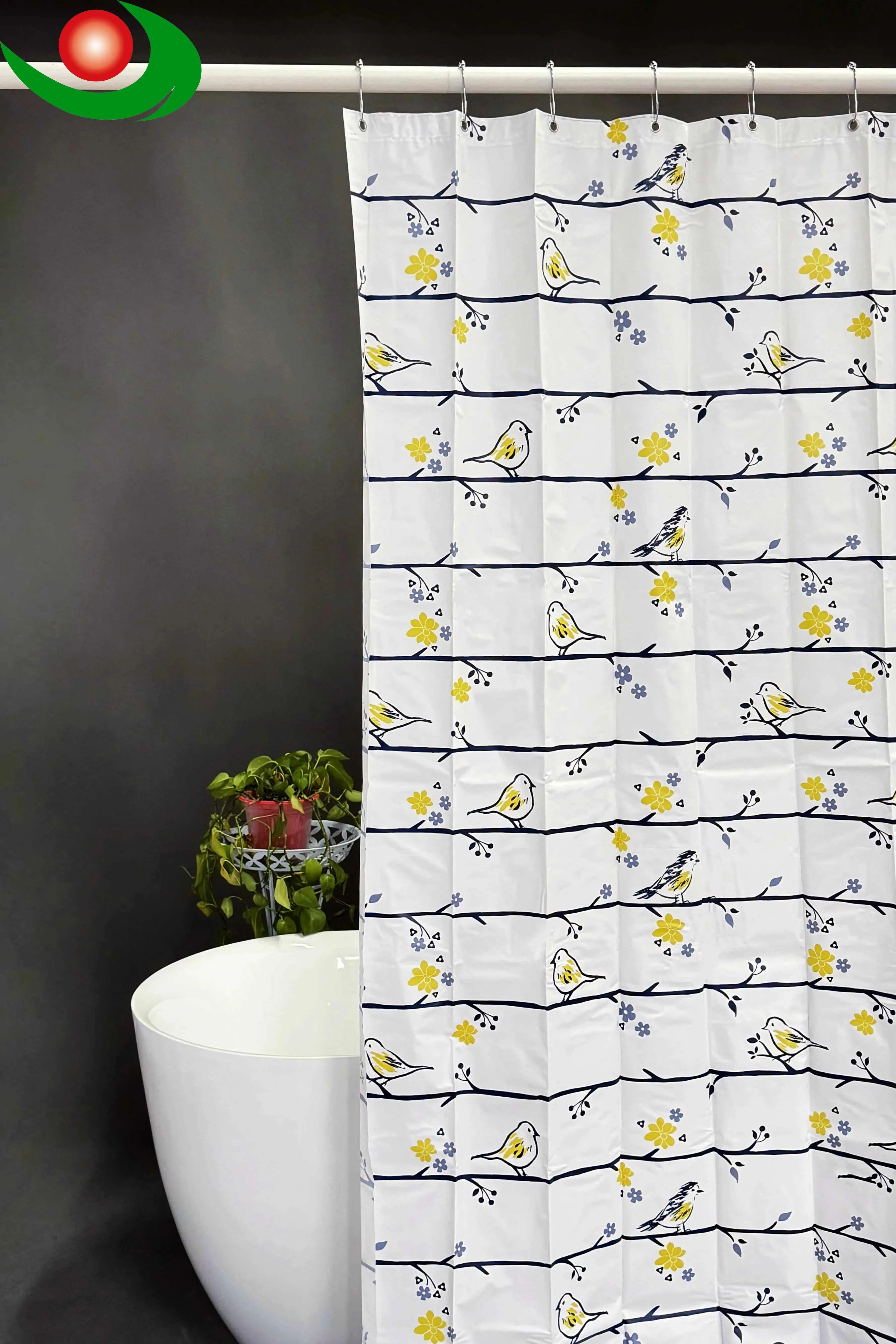 Charming Bird Pattern PEVA Shower Curtain