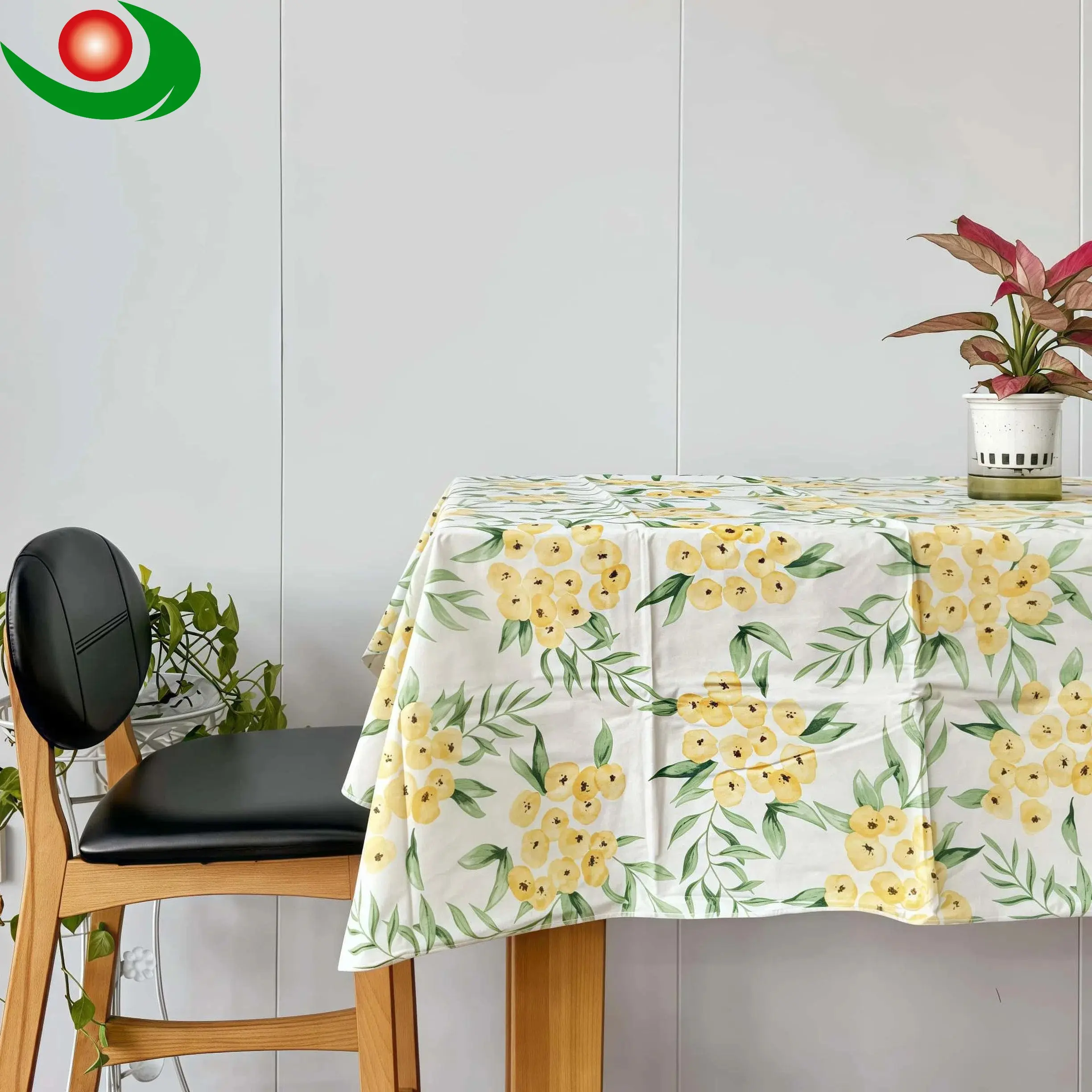 Jiayuan Yellow Loquat Modern Style Waterproof and Stain-Resistant Vinyl Tablecloth with Flannel Backing, Customizable Size and Shape