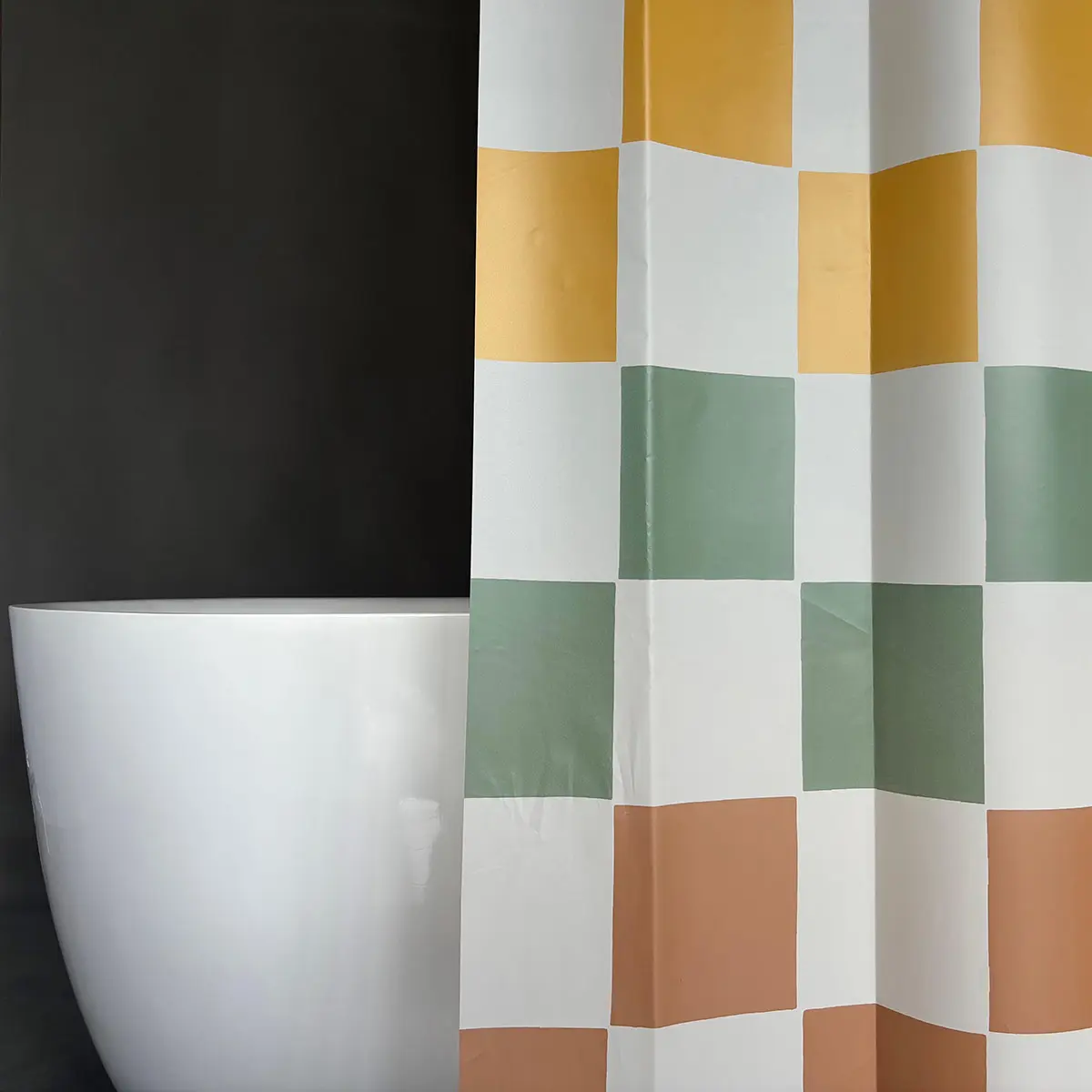 Color Block PEVA Shower Curtain