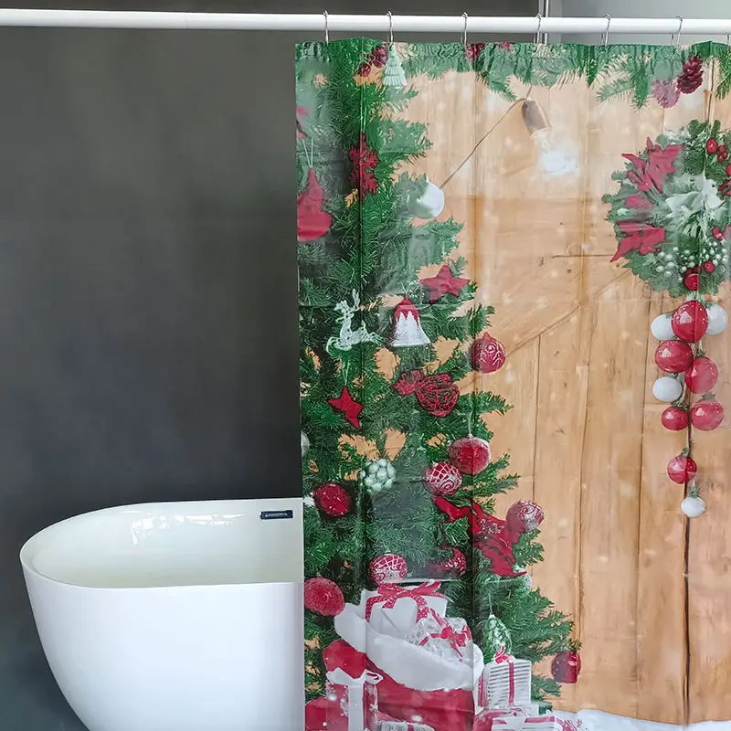 Festive PEVA Shower Curtain