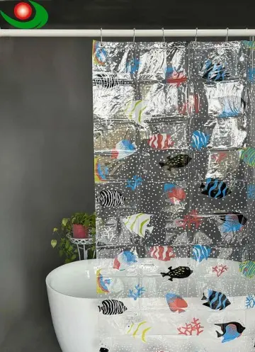 Jiayuan High-Quality PEVA Tropical Fish Pattern Shower Curtain - Transparent & Customizable in Multiple Sizes
