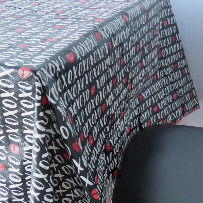 Romantic Hearts Tablecloth with Flannel Backing