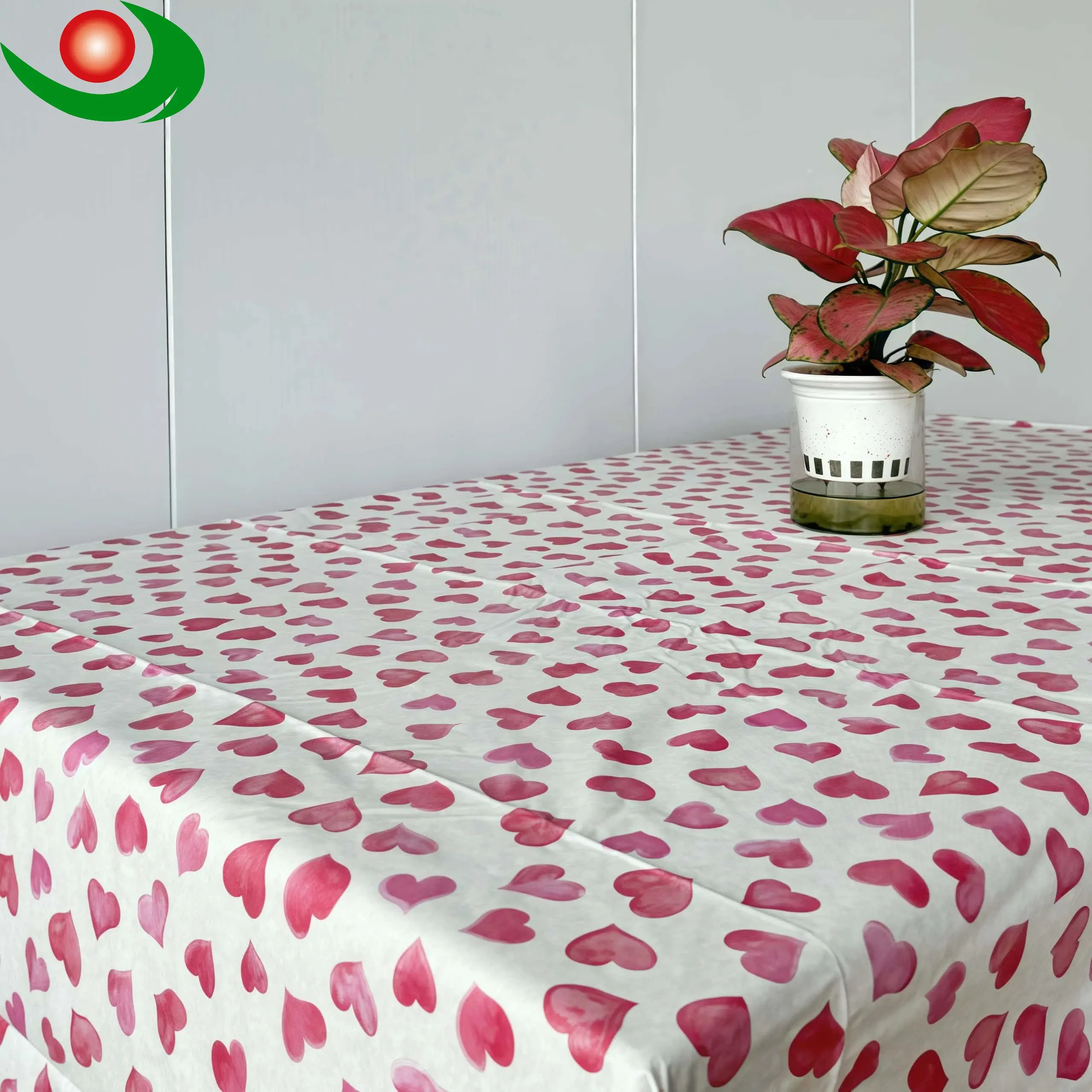 Wipe-Clean Heart Pattern Tablecloth