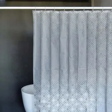 Eco Gray Geometric PEVA Shower Curtain