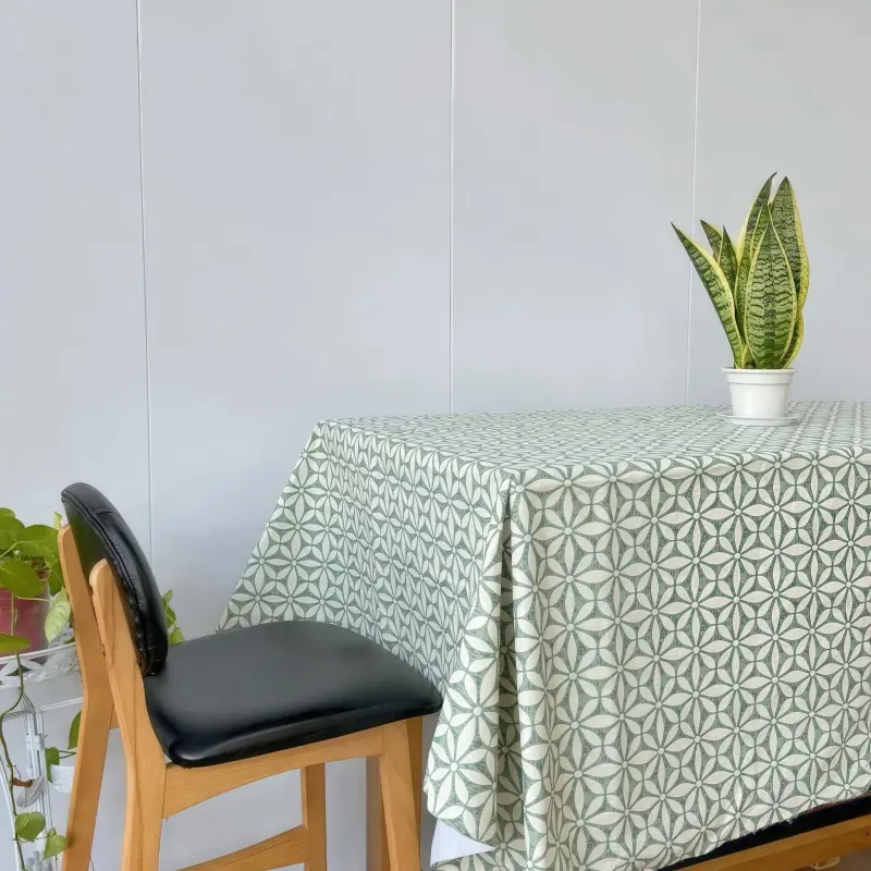 Geometric Pattern Vinyl Tablecloth with Backing