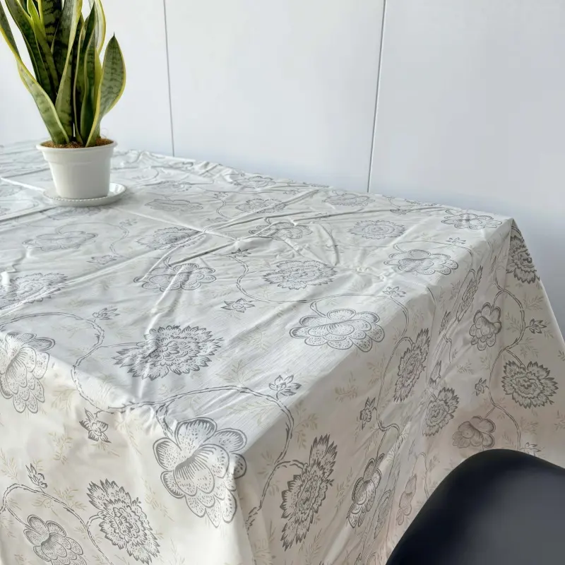 Grey Printed Vinyl Tablecloth