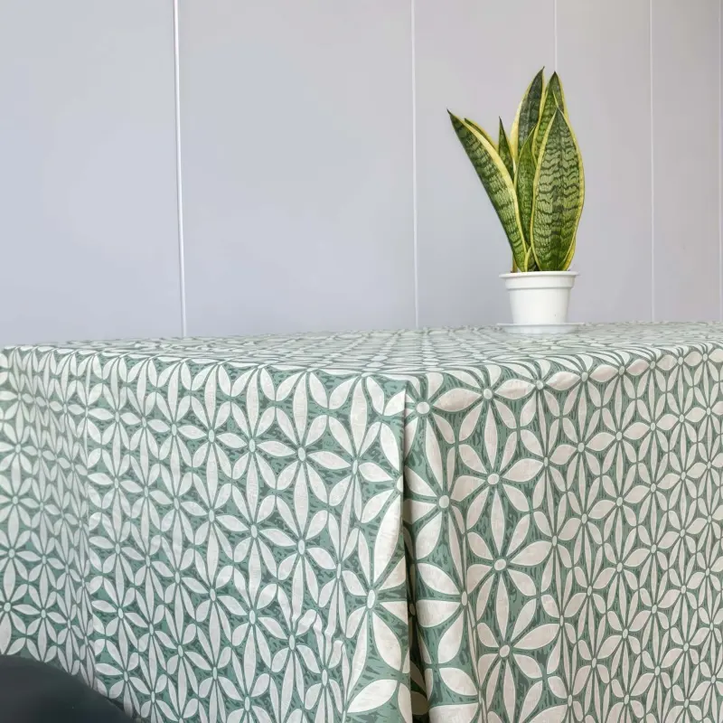 Geometric Pattern Vinyl Tablecloth with Backing